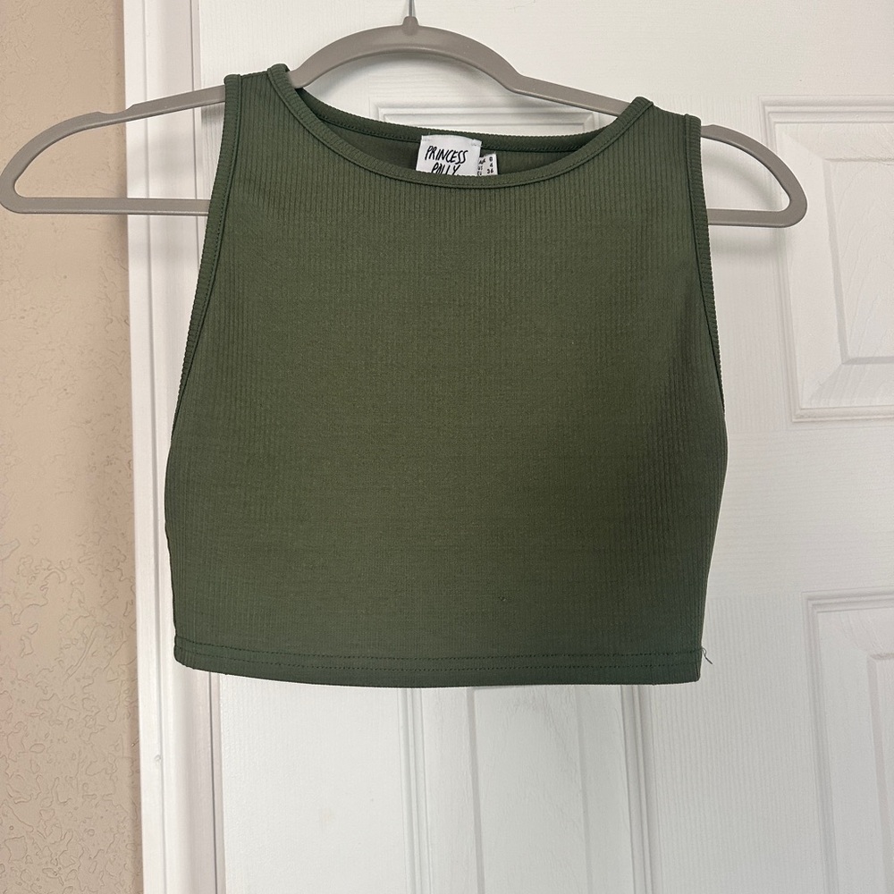 Princess Polly Sage Ribbed Knit Top